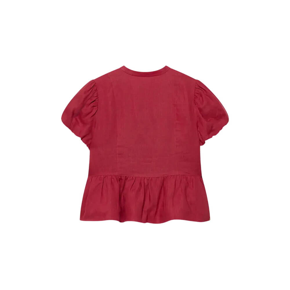 Mint Velvet Red Linen Peplum Top